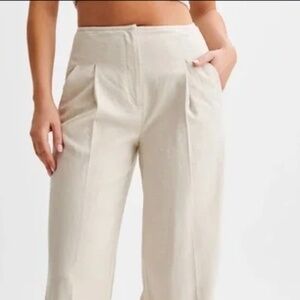 MESHKI Adrina Straight Leg Linen Pant - Natural